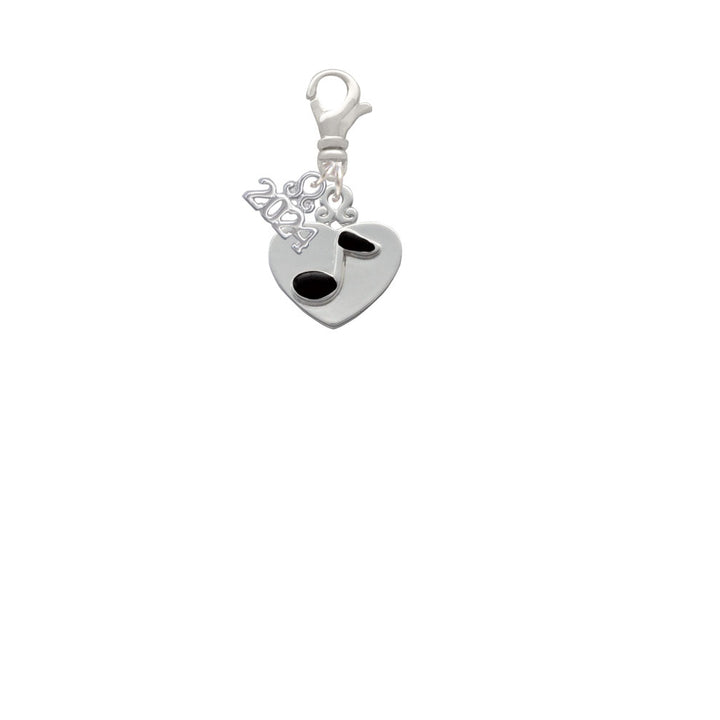 Delight Jewelry Silvertone Music Note in Heart Clip on Charm with Year 2024 Image 2