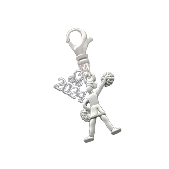 Delight Jewelry Silvertone Cheerleader - Standing Clip on Charm with Year 2024 Image 1