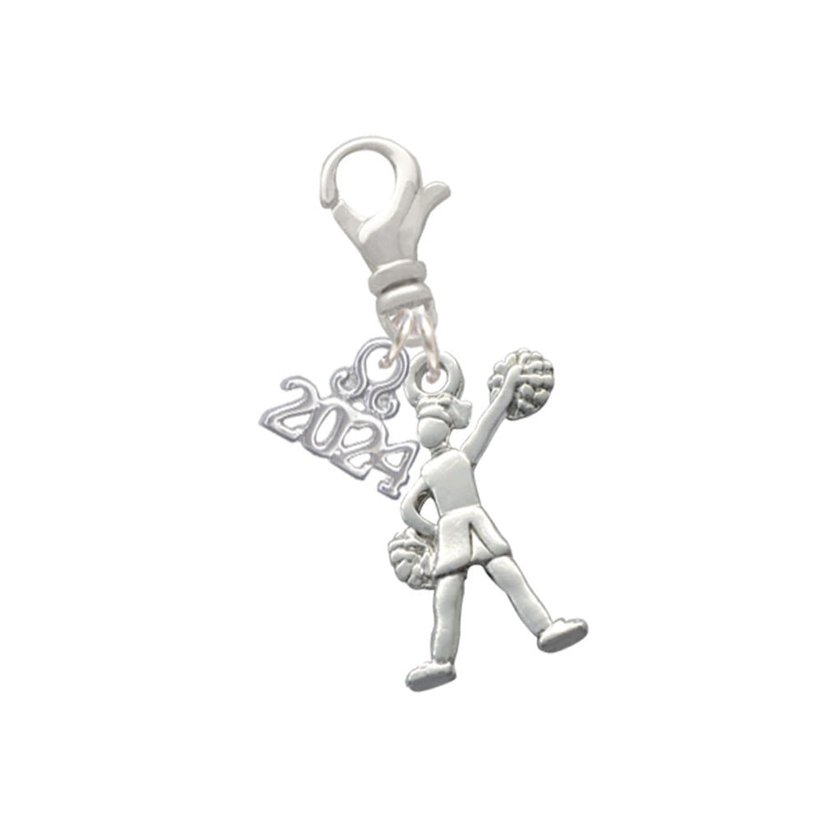 Delight Jewelry Silvertone Cheerleader - Standing Clip on Charm with Year 2024 Image 1