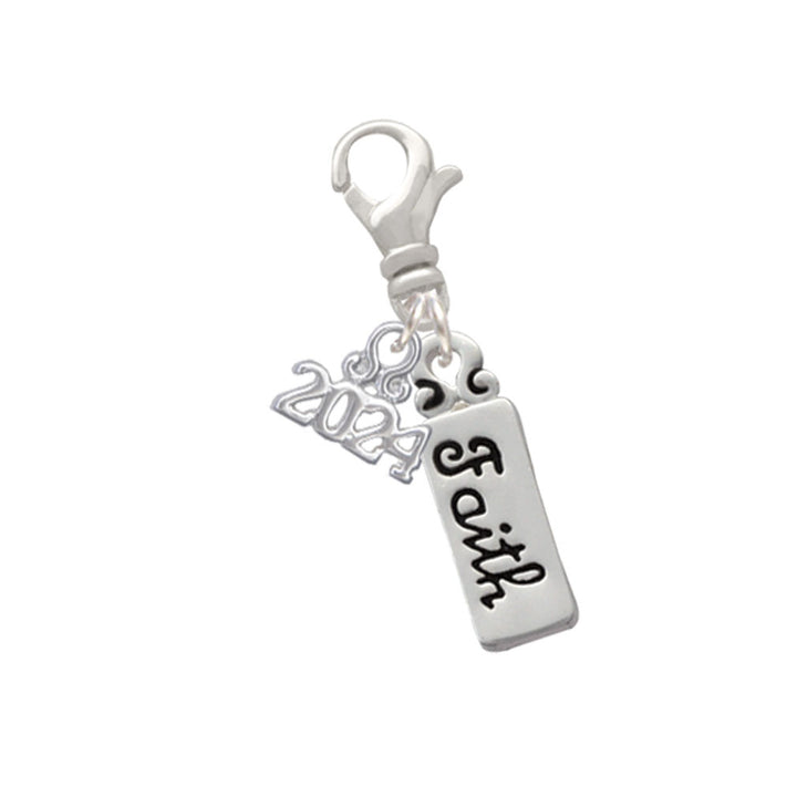 Delight Jewelry Silvertone Faith Clip on Charm with Year 2024 Image 1