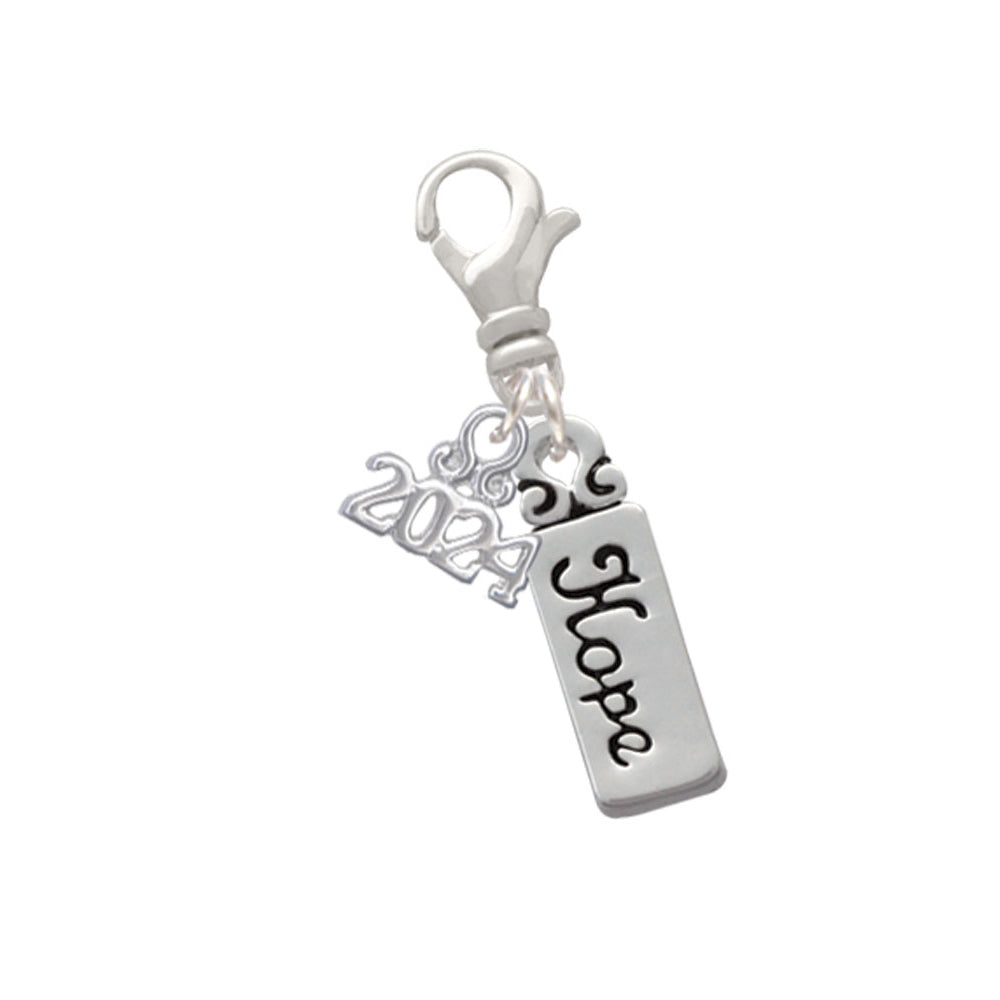 Delight Jewelry Silvertone Hope Clip on Charm with Year 2024 Image 1