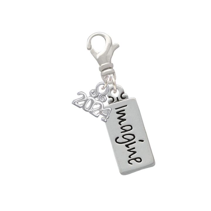 Delight Jewelry Silvertone Imagine Clip on Charm with Year 2024 Image 1