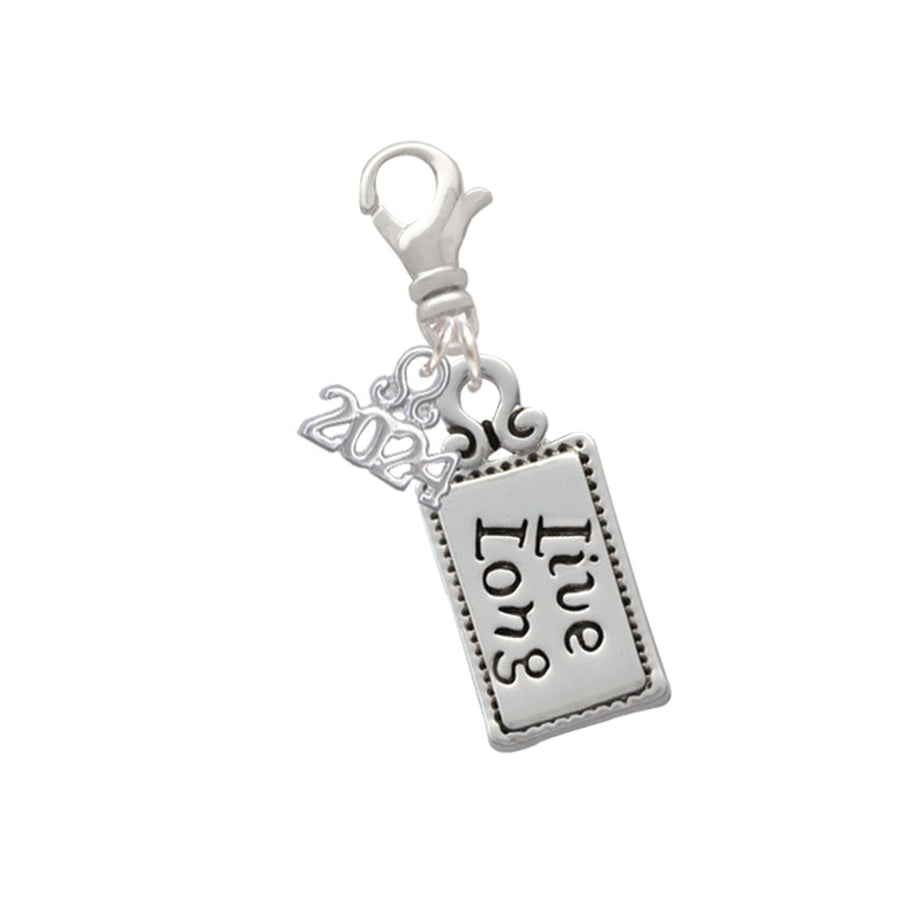 Delight Jewelry Silvertone Live Long Clip on Charm with Year 2024 Image 1