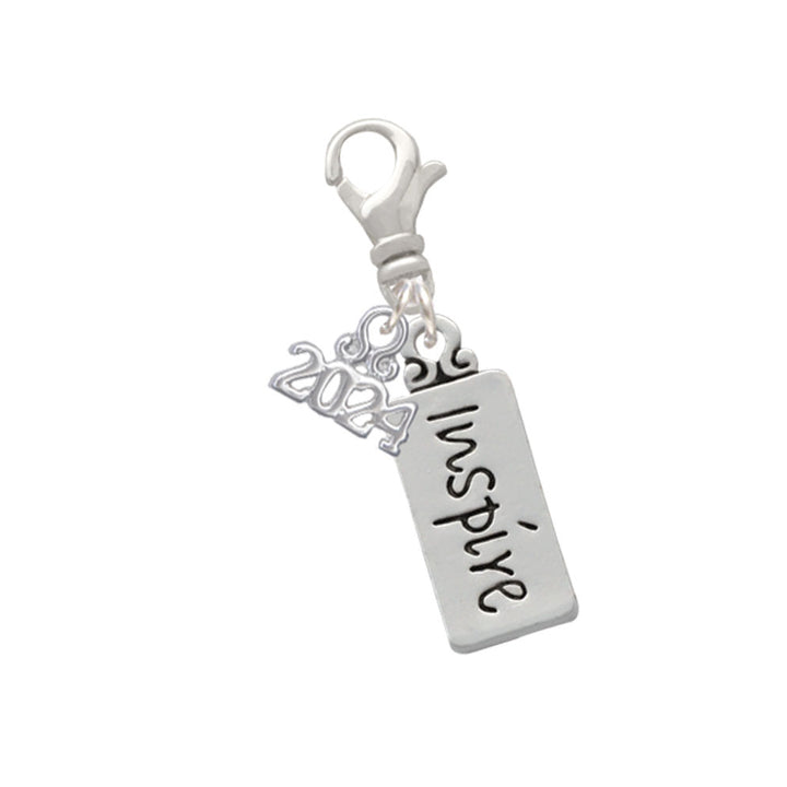 Delight Jewelry Silvertone Inspire Clip on Charm with Year 2024 Image 1
