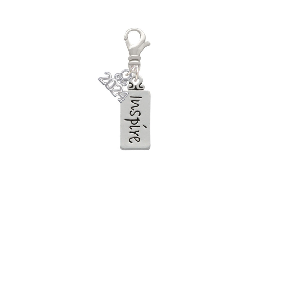 Delight Jewelry Silvertone Inspire Clip on Charm with Year 2024 Image 2