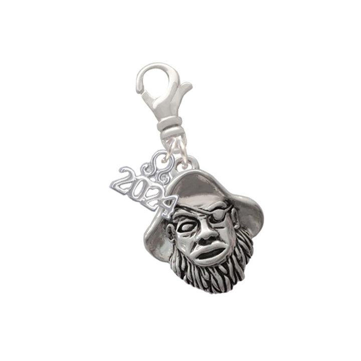 Delight Jewelry Silvertone Large Pirate - Mascot Clip on Charm with Year 2024 Image 1