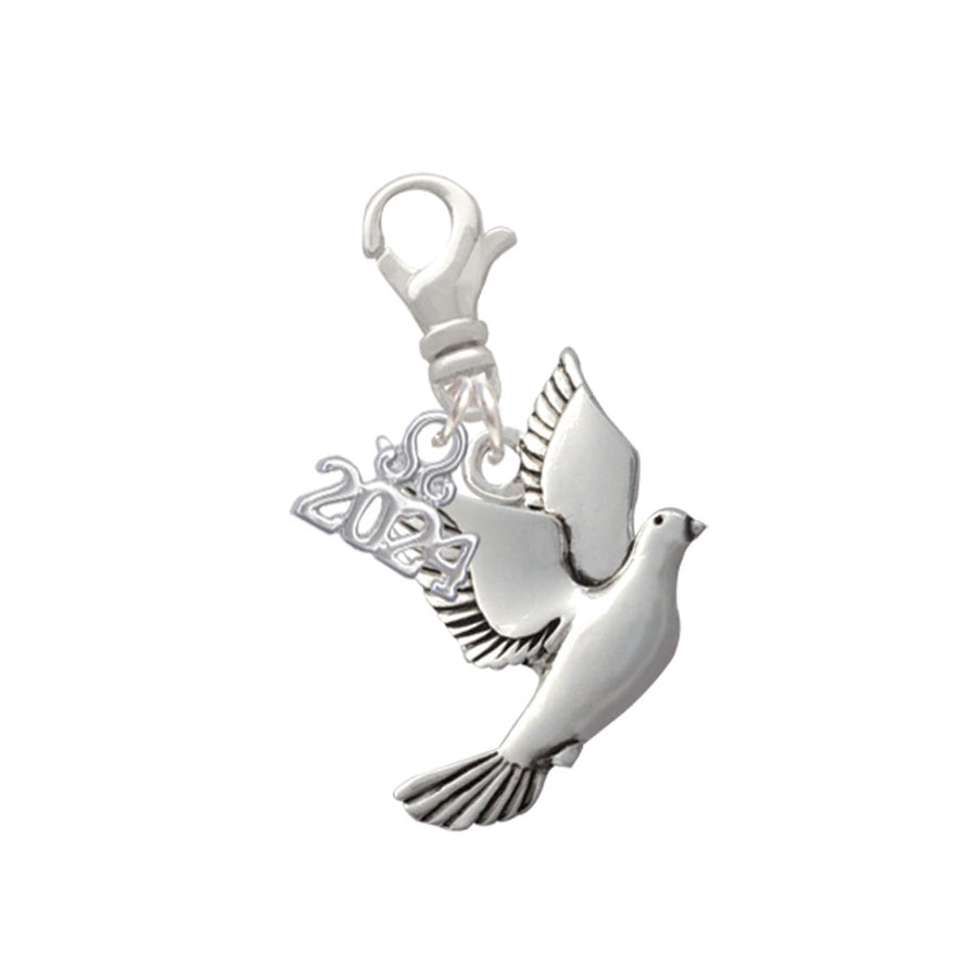 Delight Jewelry Silvertone Dove Clip on Charm with Year 2024 Image 1