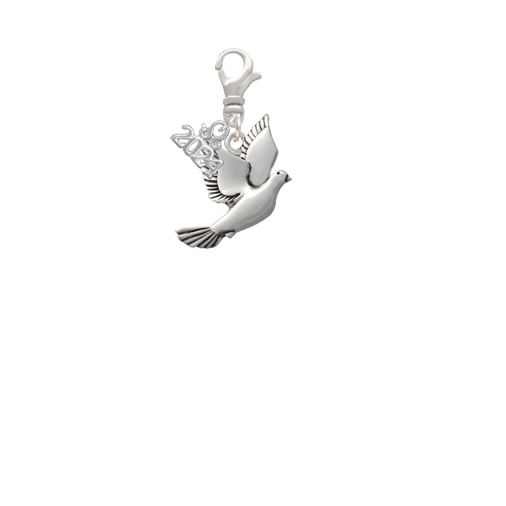 Delight Jewelry Silvertone Dove Clip on Charm with Year 2024 Image 2