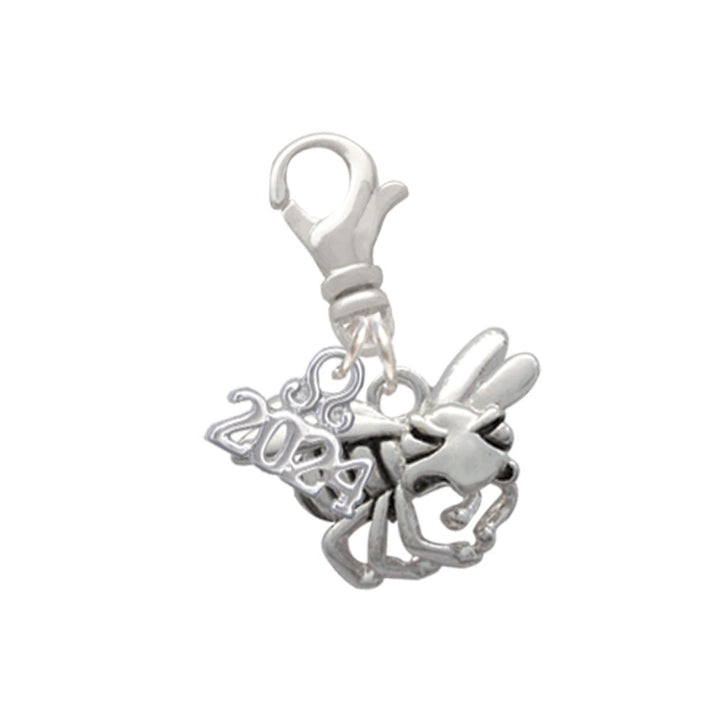 Delight Jewelry Silvertone Large Yellow Jacket - Mascot Clip on Charm with Year 2024 Image 1