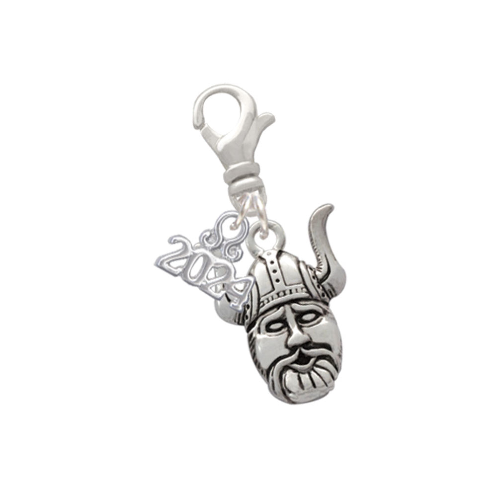 Delight Jewelry Silvertone Large Viking - Mascot Clip on Charm with Year 2024 Image 1