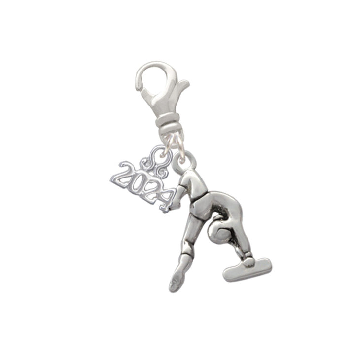 Delight Jewelry Silvertone Gymnast Balance Beam Clip on Charm with Year 2024 Image 1