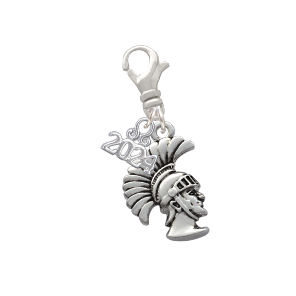 Delight Jewelry Silvertone Large Trojan - Mascot Clip on Charm with Year 2024 Image 1