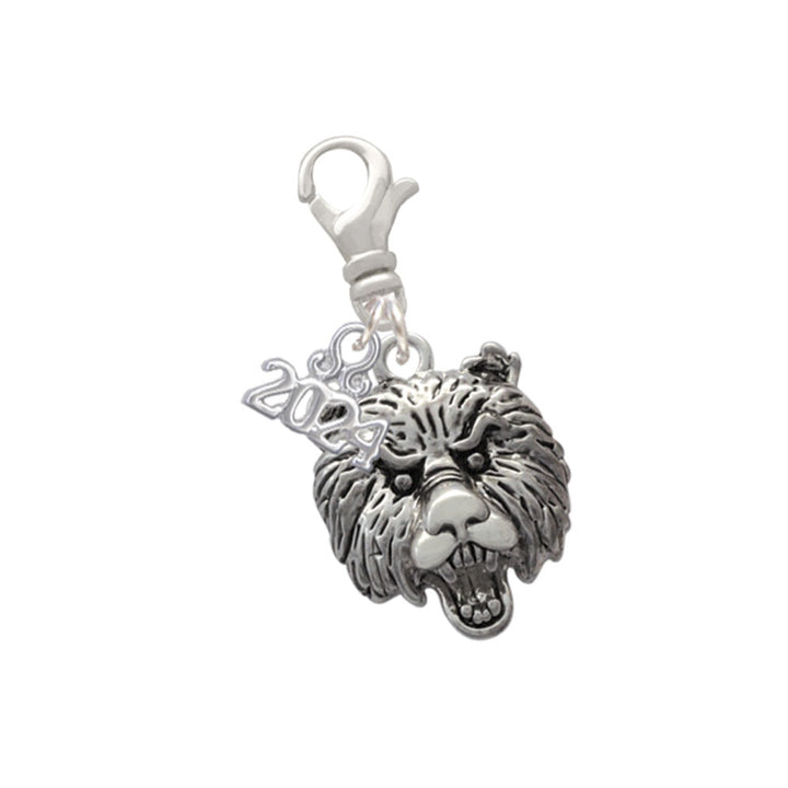 Delight Jewelry Silvertone Large Bear - Mascot Clip on Charm with Year 2024 Image 1