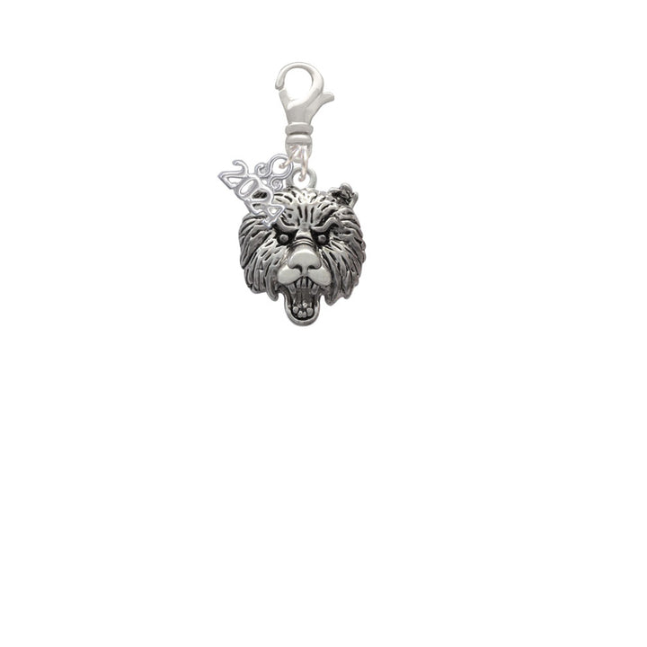 Delight Jewelry Silvertone Large Bear - Mascot Clip on Charm with Year 2024 Image 2