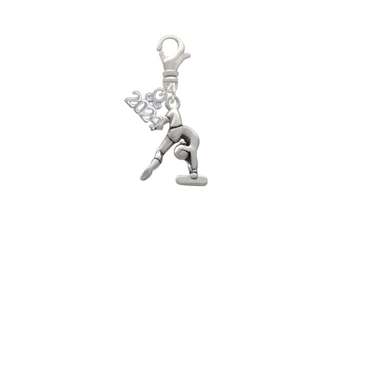 Delight Jewelry Silvertone Gymnast Balance Beam Clip on Charm with Year 2024 Image 2