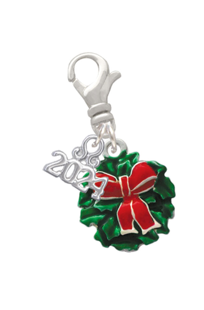 Delight Jewelry Enamel Wreath with Bow Clip on Charm with Year 2024 Image 1