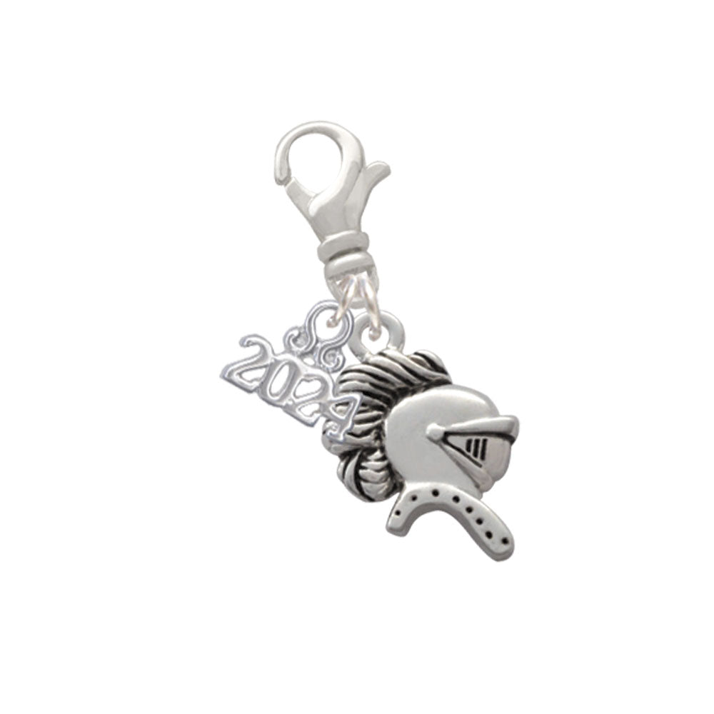 Delight Jewelry Silvertone Knight - Mascot Clip on Charm with Year 2024 Image 1