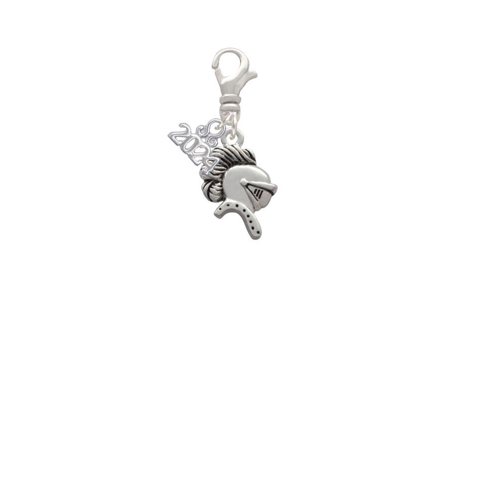 Delight Jewelry Silvertone Knight - Mascot Clip on Charm with Year 2024 Image 2