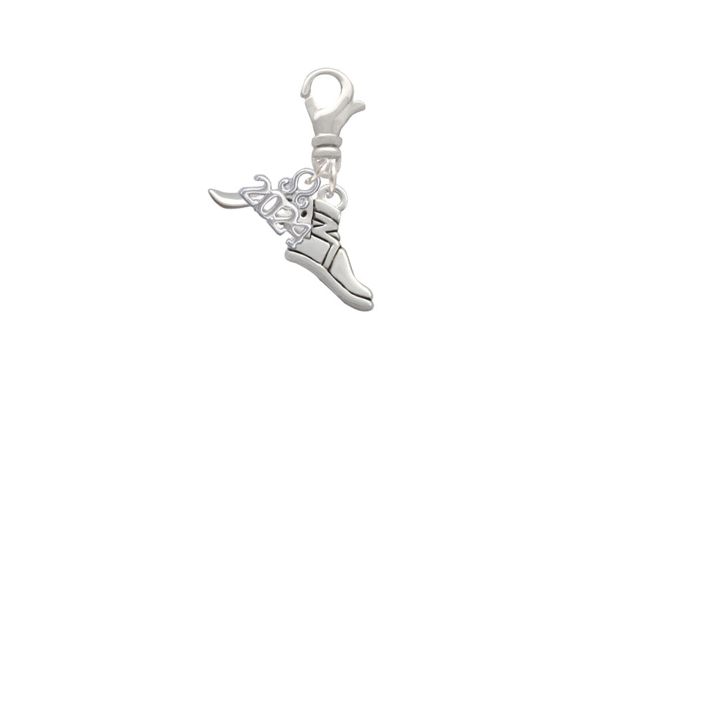 Delight Jewelry Silvertone Winged Shoe - Mascot Clip on Charm with Year 2024 Image 2