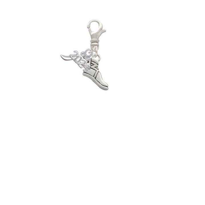Delight Jewelry Silvertone Winged Shoe - Mascot Clip on Charm with Year 2024 Image 2