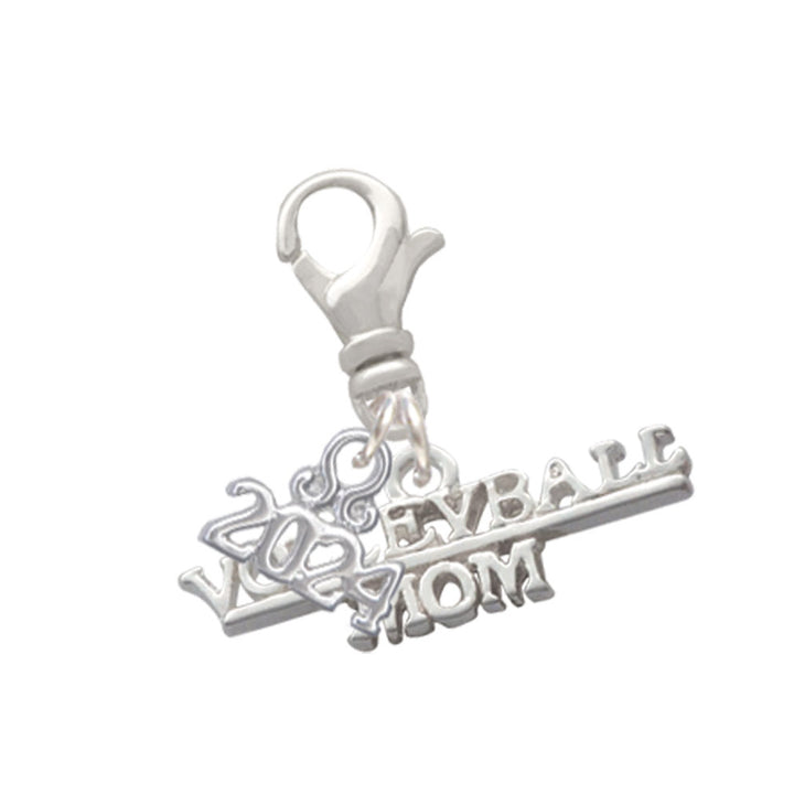 Delight Jewelry Silvertone Volleyball Mom Clip on Charm with Year 2024 Image 1