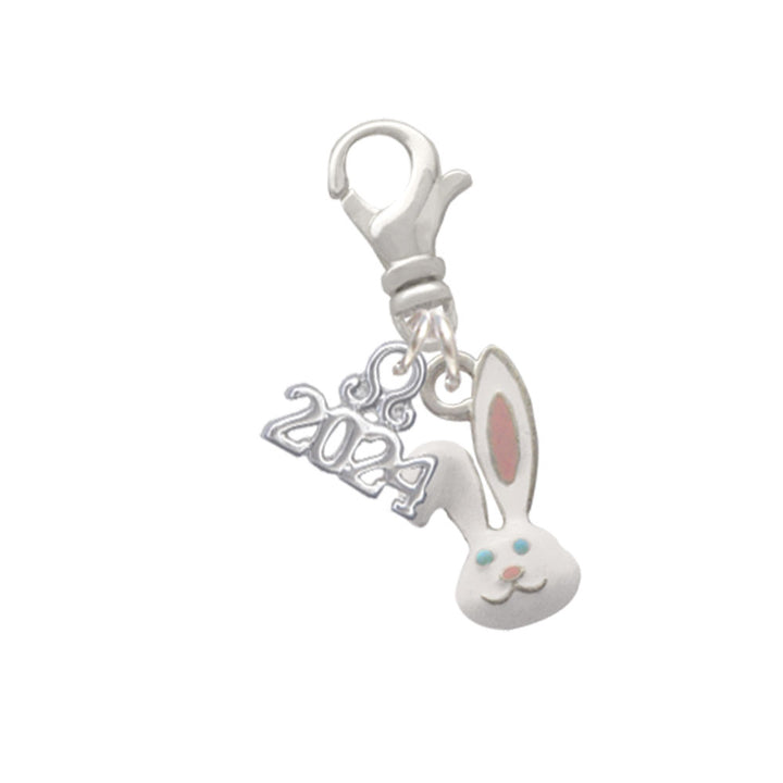 Delight Jewelry Silvertone Bunny Face Clip on Charm with Year 2024 Image 1