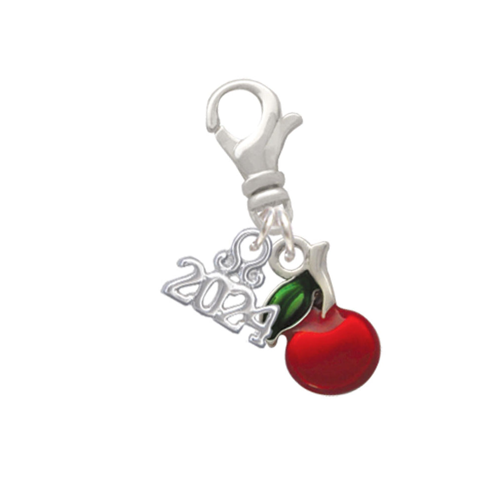 Delight Jewelry Silvertone Single Cherry Clip on Charm with Year 2024 Image 1