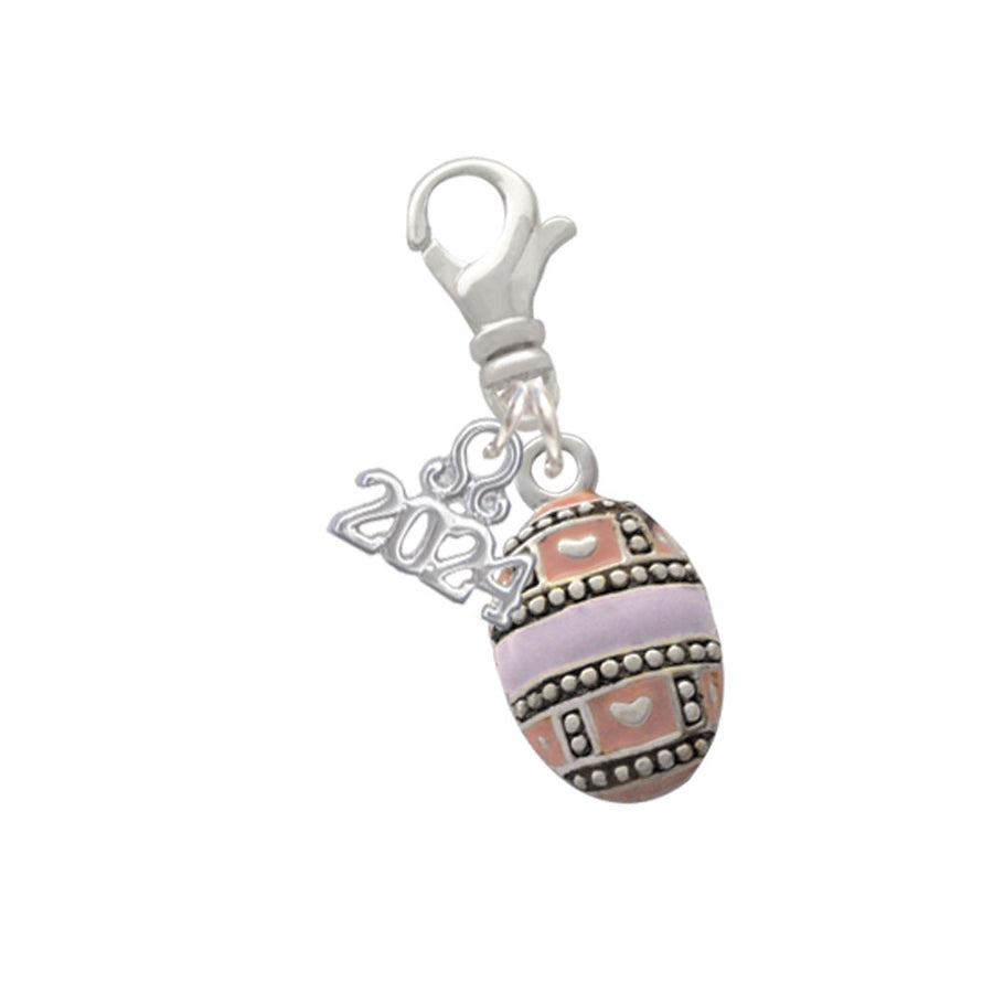 Delight Jewelry Silvertone Egg Pink and Lavender Clip on Charm with Year 2024 Image 1