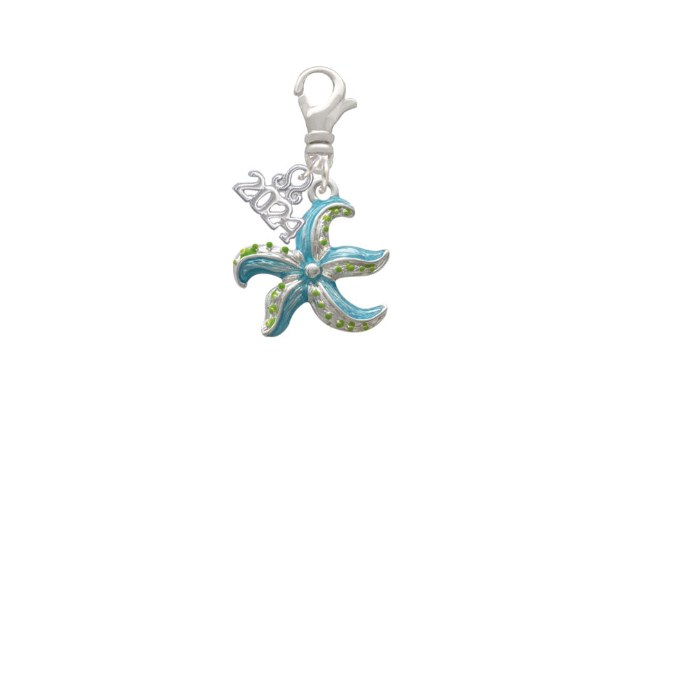 Delight Jewelry Silvertone Hot Blue Starfish - Clip on Charm with Year 2024 Image 2