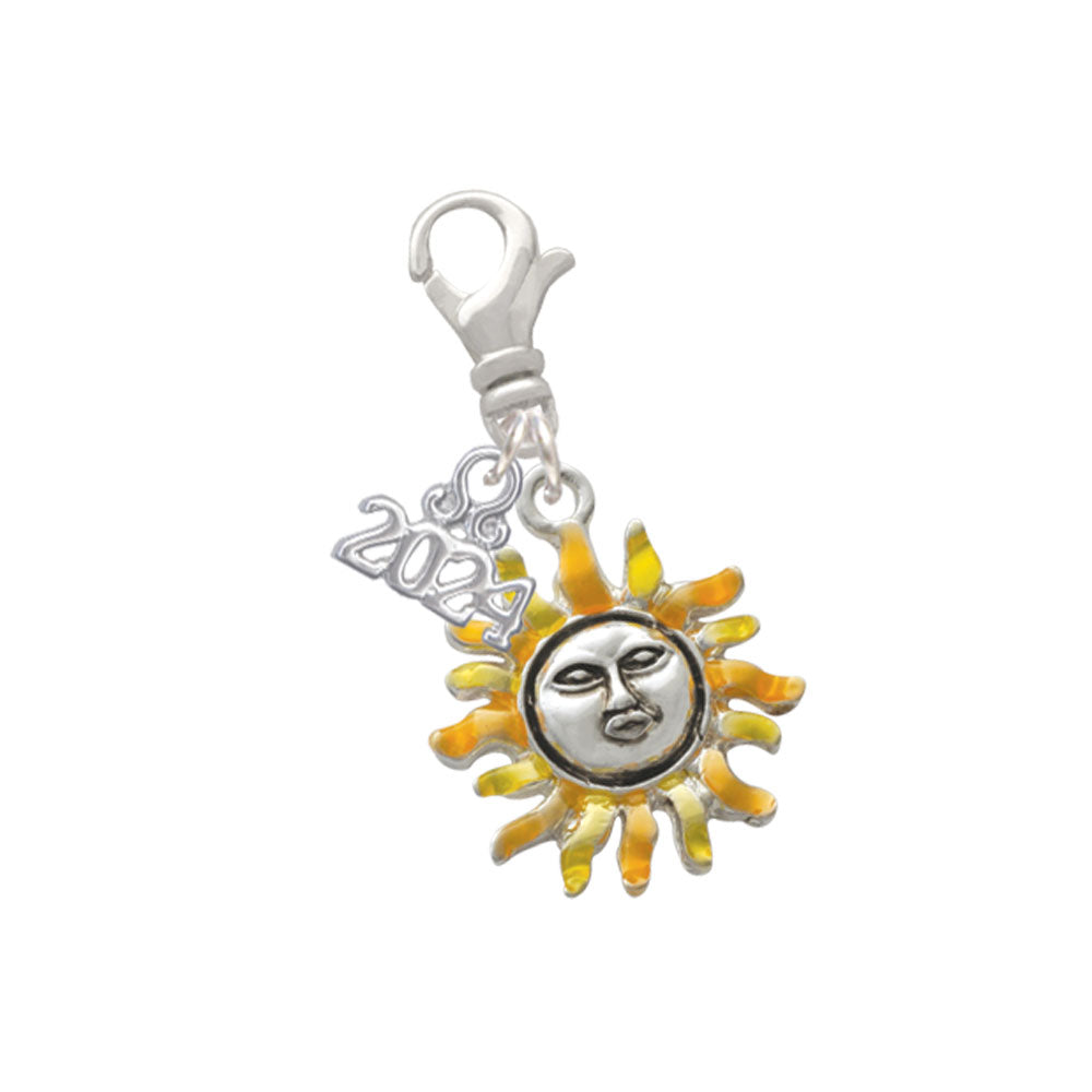 Delight Jewelry Silvertone Enamel Sun Clip on Charm with Year 2024 Image 1