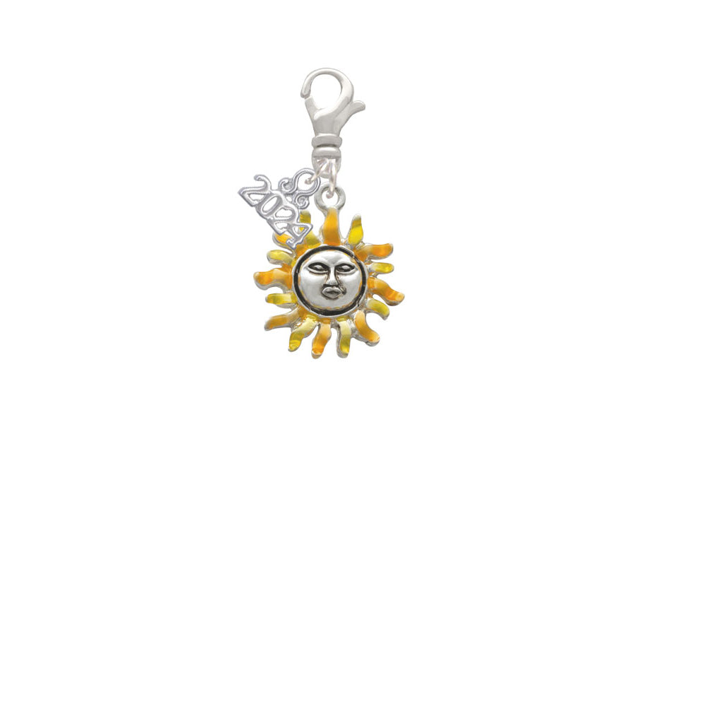 Delight Jewelry Silvertone Enamel Sun Clip on Charm with Year 2024 Image 2