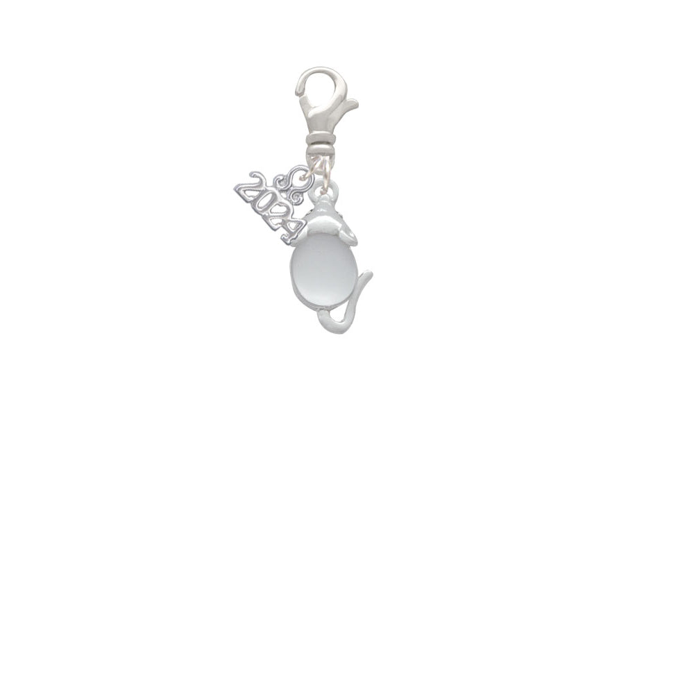 Delight Jewelry Silvertone Mouse with Clear Resin Body Clip on Charm with Year 2024 Image 2