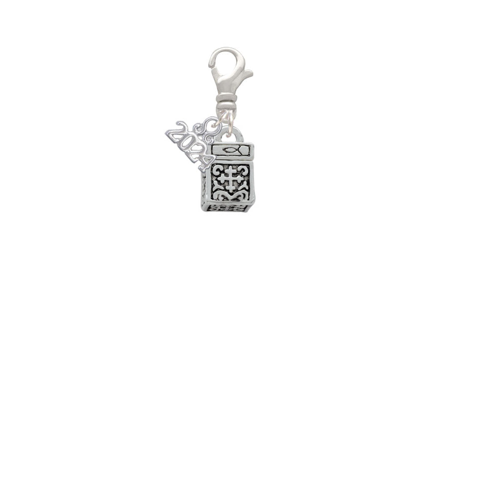 Delight Jewelry Silvertone Prayer Box Clip on Charm with Year 2024 Image 2