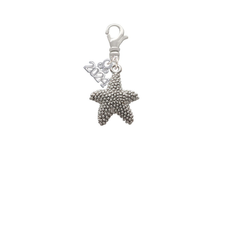 Delight Jewelry Silvertone Antiqued Starfish Clip on Charm with Year 2024 Image 2