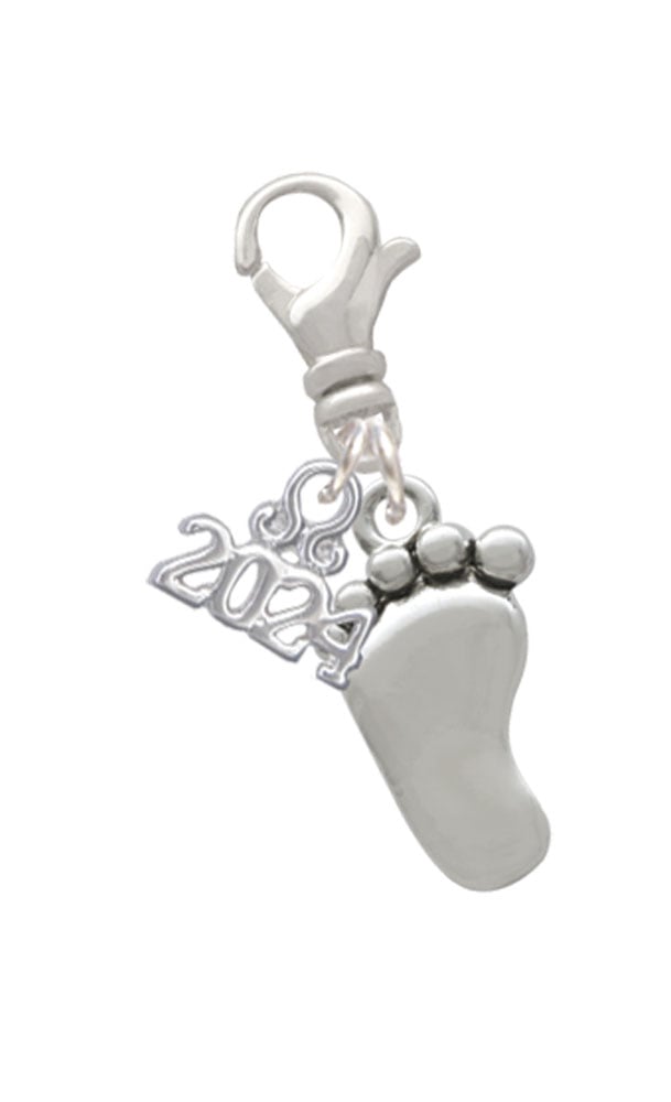 Delight Jewelry Silvertone Foot Clip on Charm with Year 2024 Image 1
