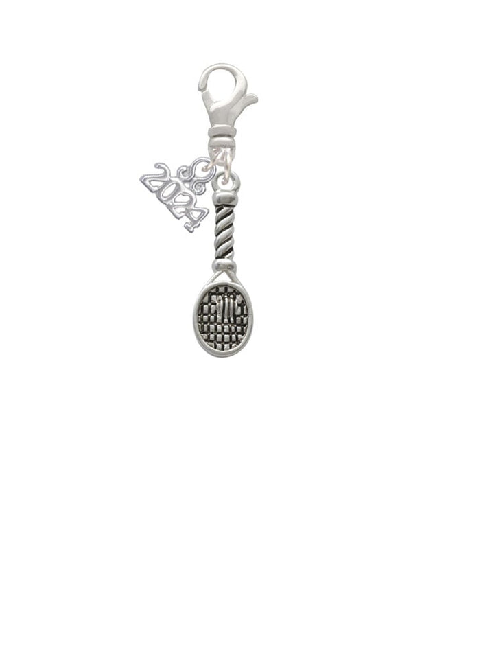 Delight Jewelry Silvertone Tennis Racquet Clip on Charm with Year 2024 Image 2