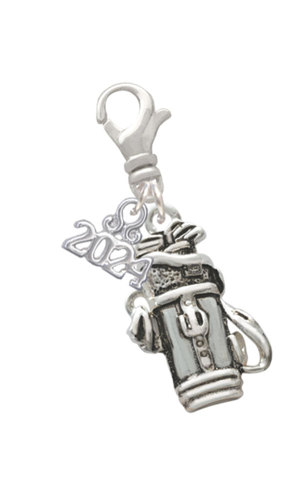 Delight Jewelry Silvertone Golf Club Bag Clip on Charm with Year 2024 Image 1