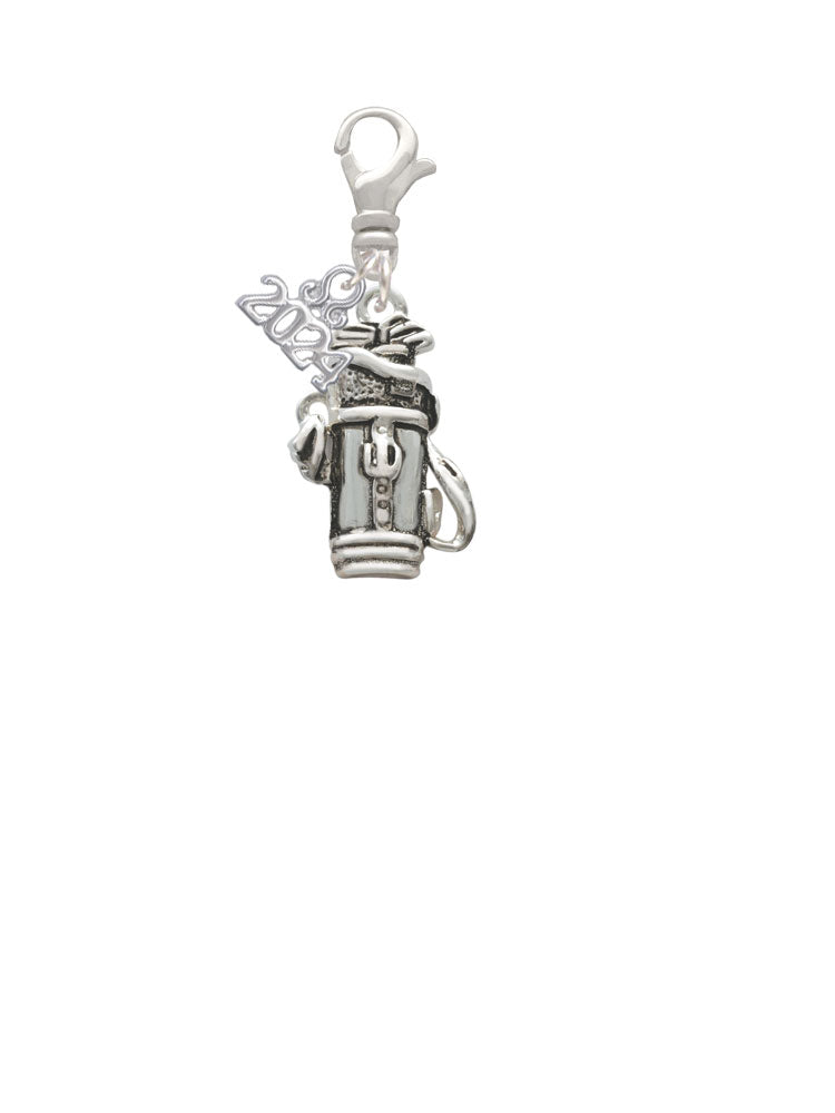 Delight Jewelry Silvertone Golf Club Bag Clip on Charm with Year 2024 Image 2