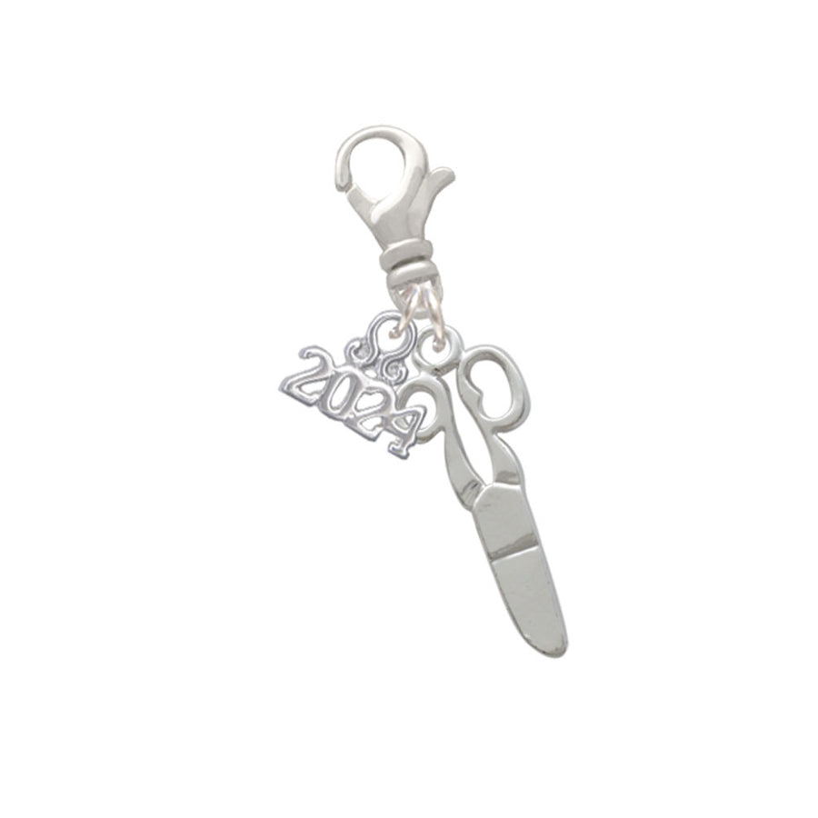 Delight Jewelry Silvertone Scissors Clip on Charm with Year 2024 Image 1