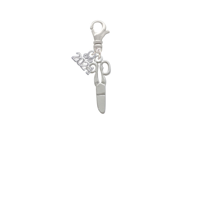 Delight Jewelry Silvertone Scissors Clip on Charm with Year 2024 Image 2