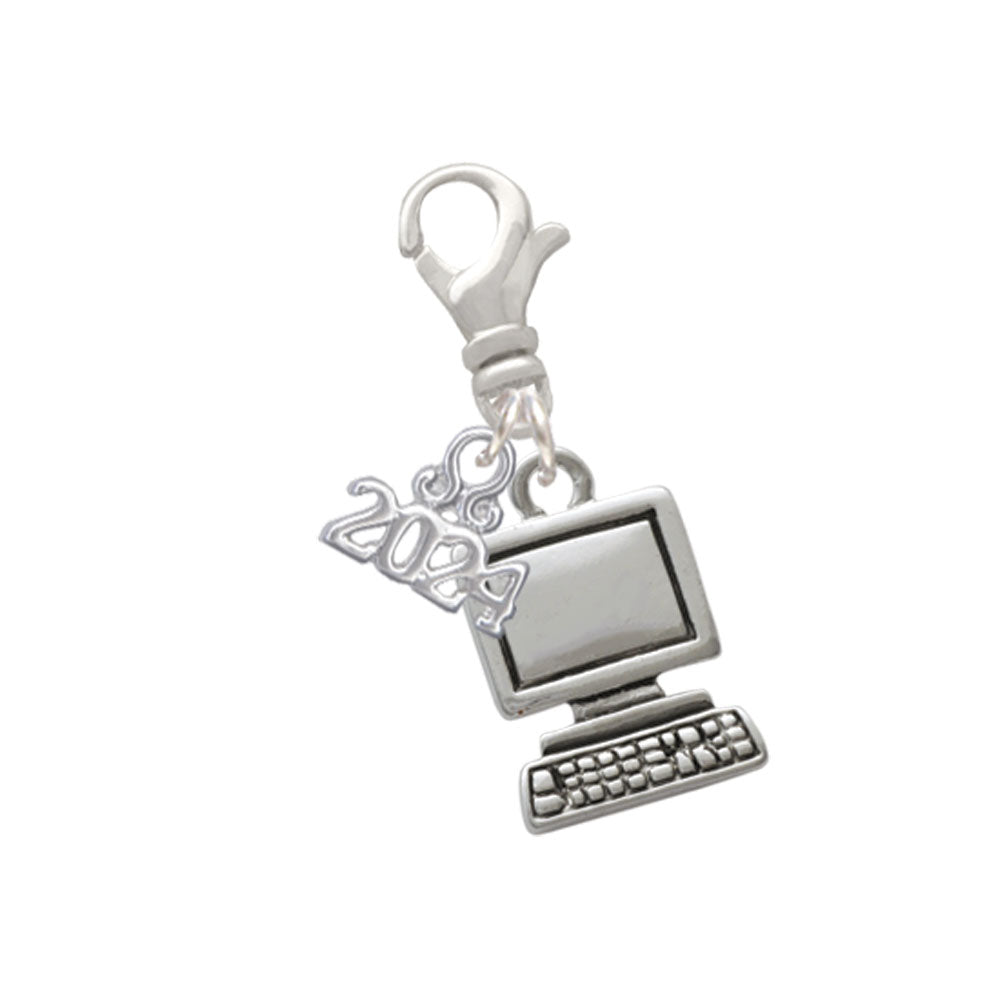 Delight Jewelry Silvertone Computer Clip on Charm with Year 2024 Image 1