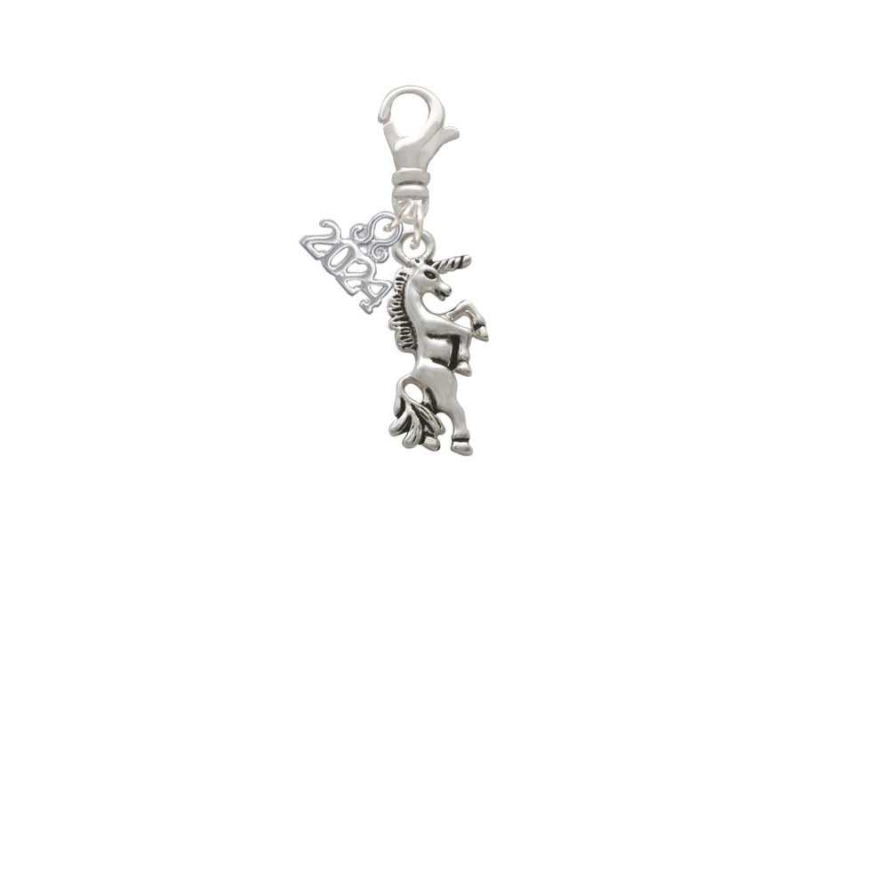 Delight Jewelry Silvertone Unicorn Clip on Charm with Year 2024 Image 2