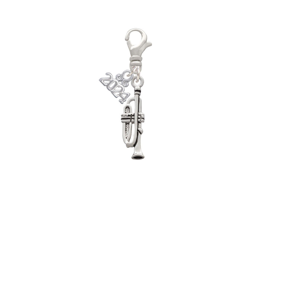 Delight Jewelry Silvertone Trumpet Clip on Charm with Year 2024 Image 2