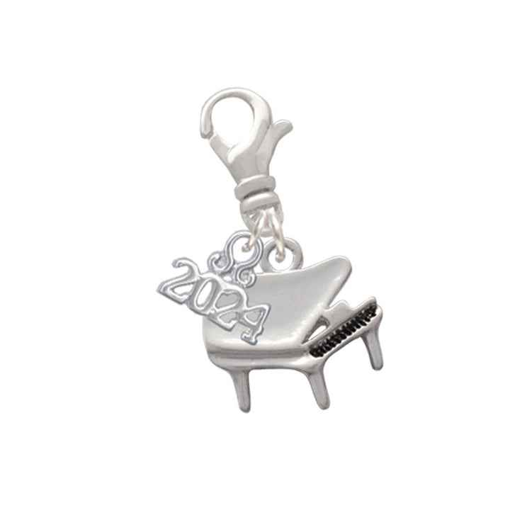 Delight Jewelry Silvertone Piano Clip on Charm with Year 2024 Image 1