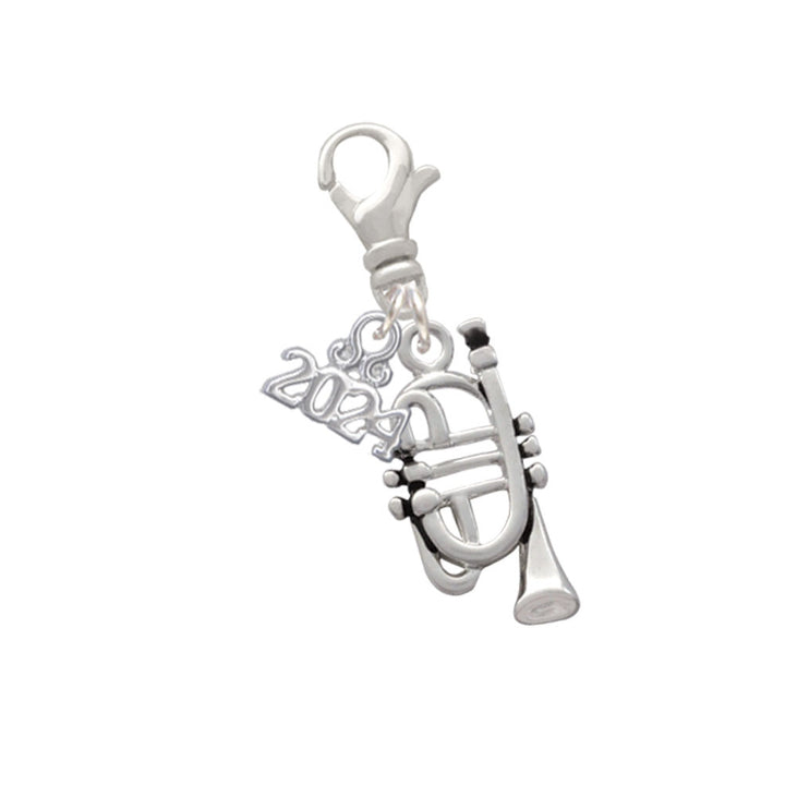 Delight Jewelry Silvertone Cornet Clip on Charm with Year 2024 Image 1