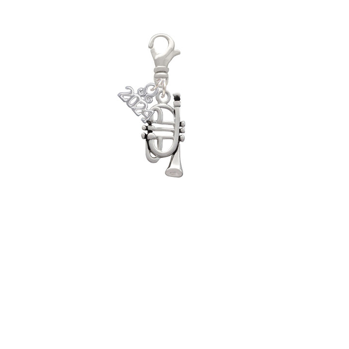 Delight Jewelry Silvertone Cornet Clip on Charm with Year 2024 Image 2