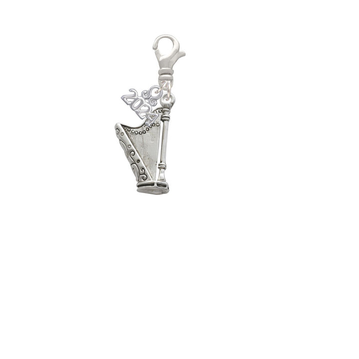 Delight Jewelry Silvertone Harp Clip on Charm with Year 2024 Image 2