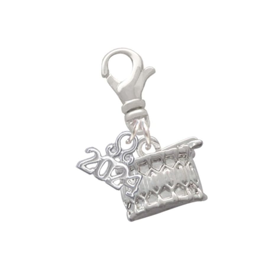 Delight Jewelry Silvertone Drum Clip on Charm with Year 2024 Image 1