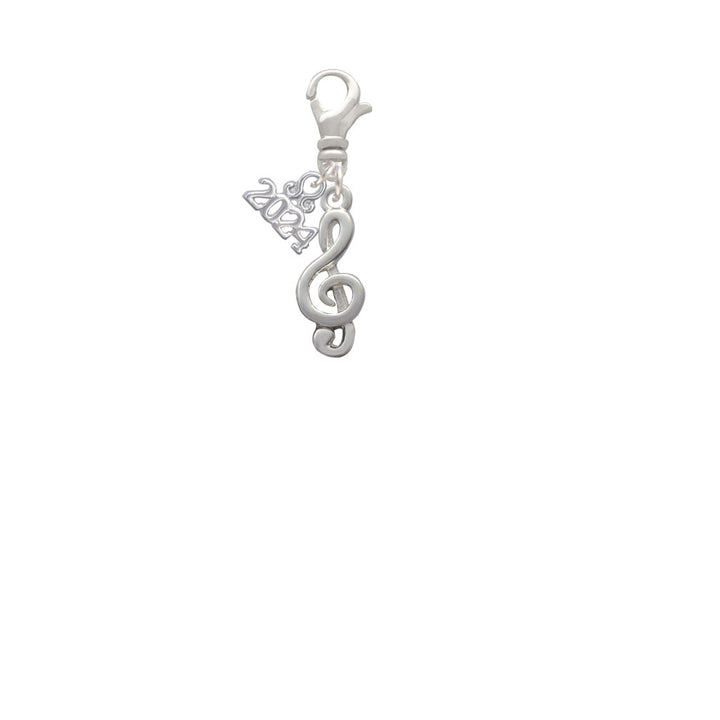 Delight Jewelry Silvertone Clef Clip on Charm with Year 2024 Image 2