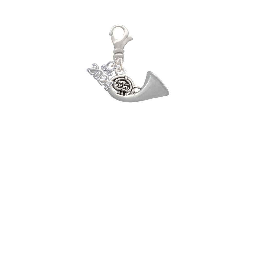 Delight Jewelry Silvertone French Horn Clip on Charm with Year 2024 Image 2